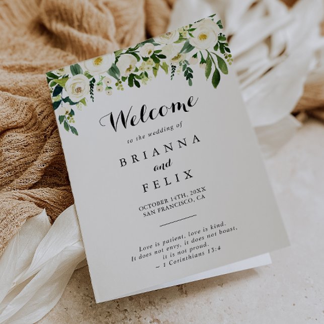 Programa Casamento Floral Dobrado de Outono Branco Verde (Criador carregado)