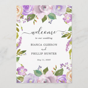 Programa Casamento Floral Elegante Aquarela Lilás