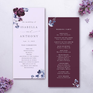 Programa Casamento Floral Elegante Azul de ameixa e Indigo