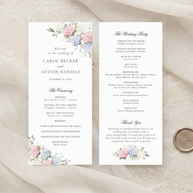 Programa Casamento Floral Elegante com Hortênsias Rosa e Az (Criador carregado)