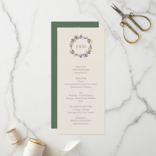 Programa Casamento Floral Floral de Ferida Clássica sofisti