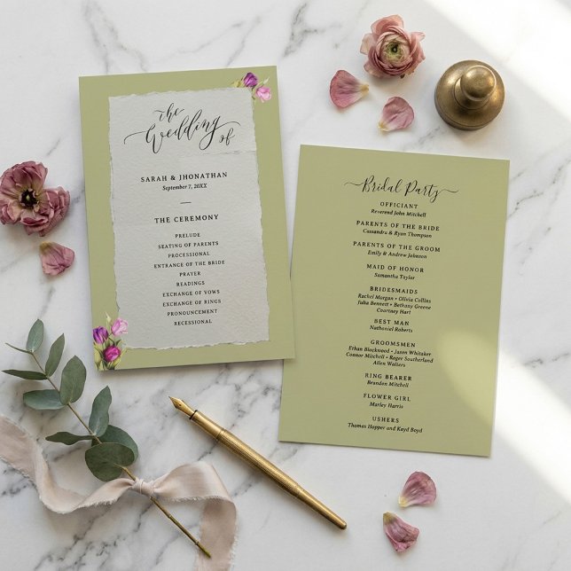 Programa Casamento Floral Mínimo e Chic Verde Sage (Criador carregado)