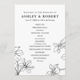 Programa Casamento Floral Moderno Preto e Branco 