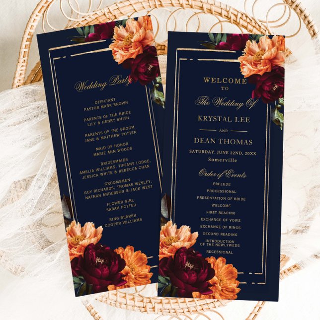 Programa Casamento Floral Naval Laranja Queimada Borgonha T (Criador carregado)