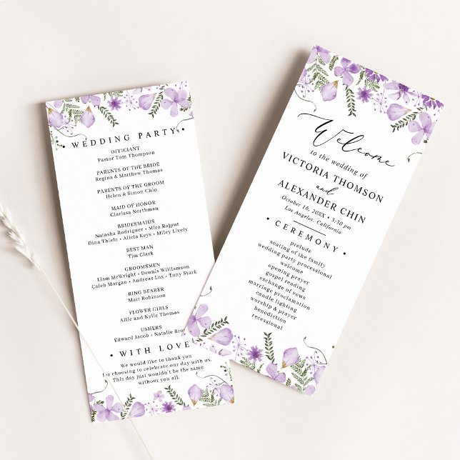 Programa Casamento Floral Purple Watercolor (Criador carregado)