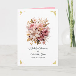 Programa Casamento Floral Rosa e Dourado