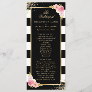 Programa Casamento Floral Rosa-Rosa-Blush Dourado-Preto