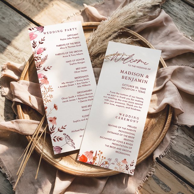 Programa Casamento Floral Rustic Boho Chall Wildflower (Criador carregado)