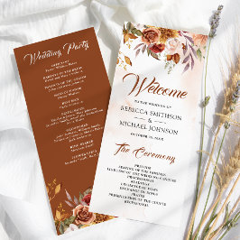 Programa Casamento Floral Rustic Burgundy Terracotta