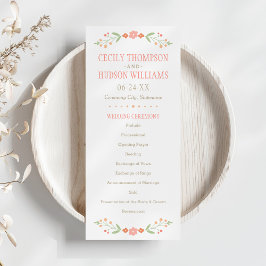 Programa Casamento Floral Rustic Coral Pink e Green