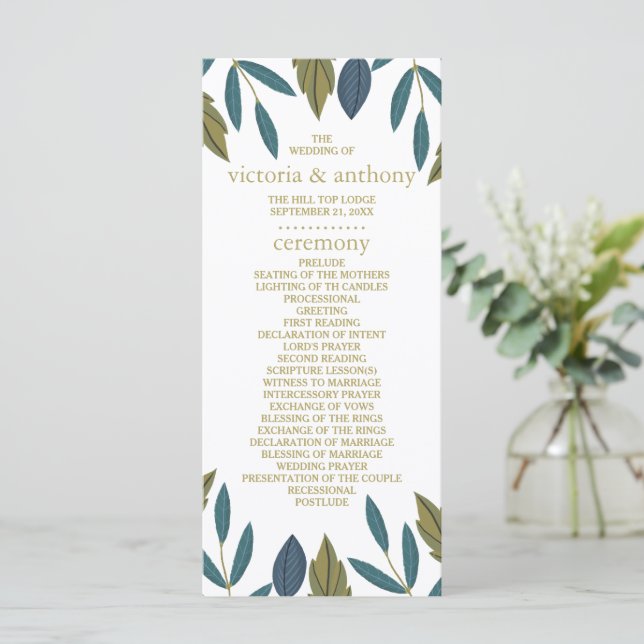 Programa Casamento Floral Rustic Leaf (Em pé/Frente)