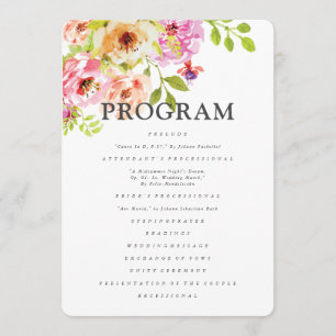 Programa Casamento Floral Rustic Watercolor
