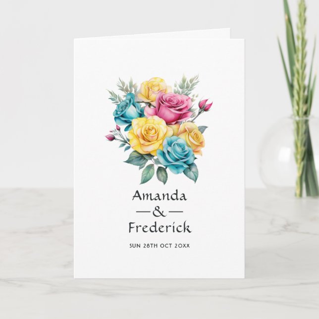 Programa Casamento Floral Turquesa, Amarelo e Rosa (Frente)