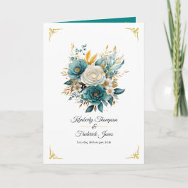 Programa Casamento Floral Turquesa e Dourado
