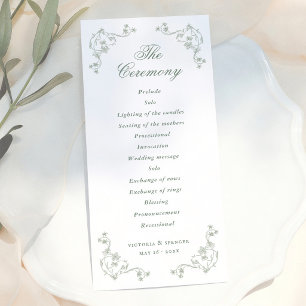 Programa Casamento Floral Vintage Verde Salvia