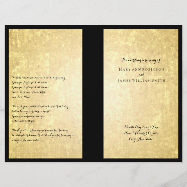 Programa Casamento Foil Gold Stars Confetti (Frente)