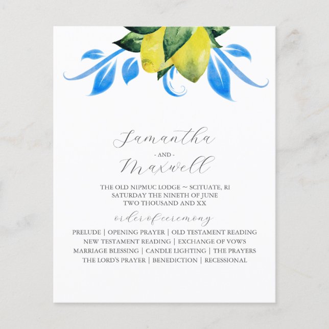 Programa Casamento Folhas de Limões Botânicos (Frente)