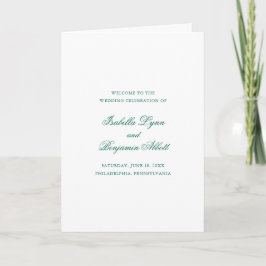 Programa Casamento Formal Elegante Verde Esmeralda Tradicio