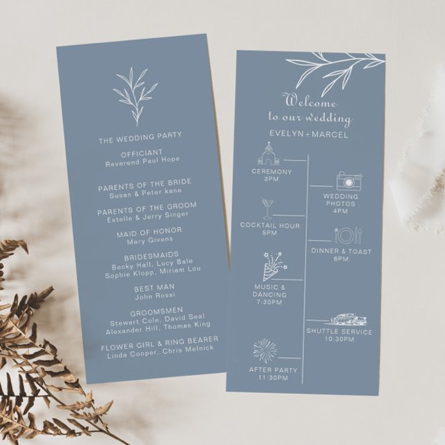 Programa Casamento Formal Mínimo Cronologia Azul Empoeirado (Criador carregado)