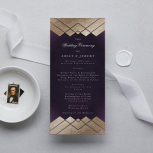 Programa Casamento Gatsby Dourado Roxo Geométrico