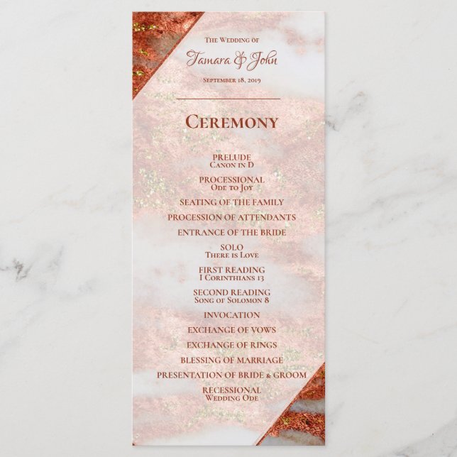 Programa Casamento Geométrico Dourado de Cobre Elegante (Frente)