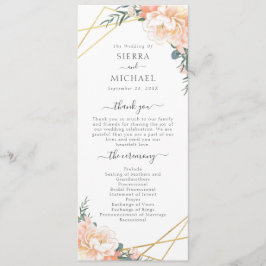 Programa Casamento Geométrico Dourado Floral de Pêssego Ele