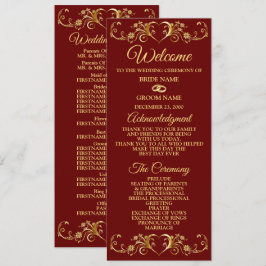 Programa Casamento Geométrico Dourado Vermelho Elegante 