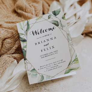Programa Casamento Geométrico Elegante Dourado Verde Dobrad