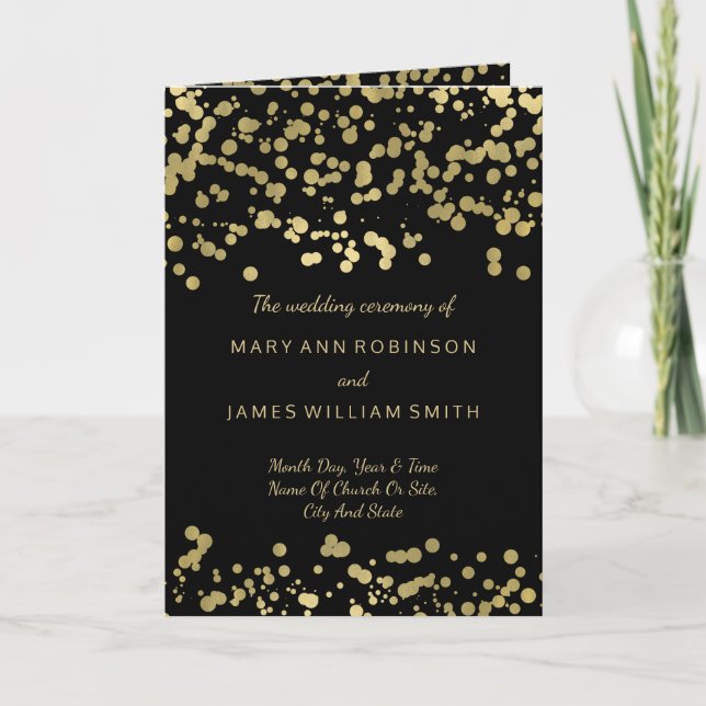 Programa Casamento Gold Foil Confetti (Frente)