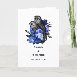 Programa Casamento Gótico de Corujas Florais Azul Real
