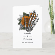 Casamento Gótico de Esqueleto Floral Laranja