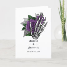 Casamento Gótico de Esqueleto Floral Roxo