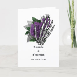 Programa Casamento Gótico Esqueleto Floral Roxo