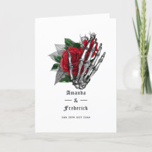 Casamento Gótico Esqueleto Floral Vermelho