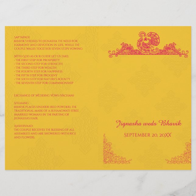 Programa Casamento Hindu Saffron e Pink Peacock (Frente)