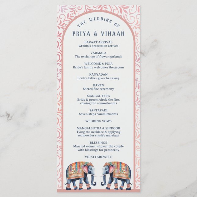 Programa Casamento Indígena e Hindu de Elefante Floral de W (Frente)