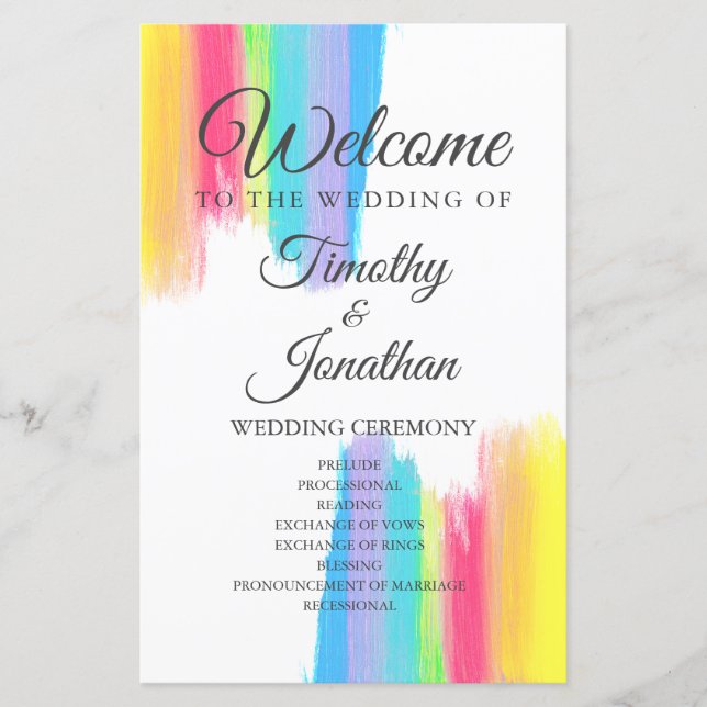 Programa Casamento LGBT Legante Rainbow Watercolor (Frente)