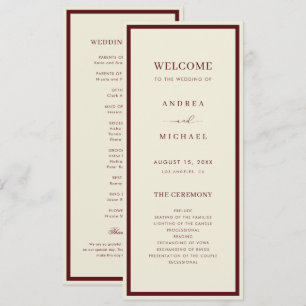 Programa Casamento Marfim e Borgonha Retro Vintage Old Mone