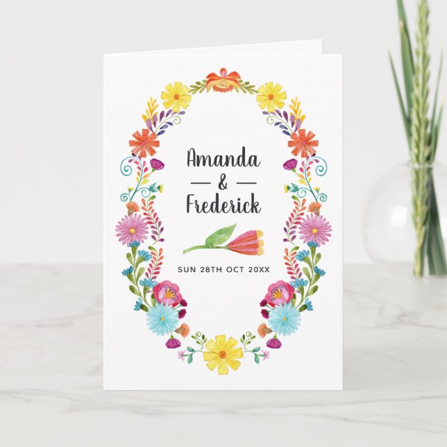 Programa Casamento Mexicano Floral Colorido com Aquarela (Frente)