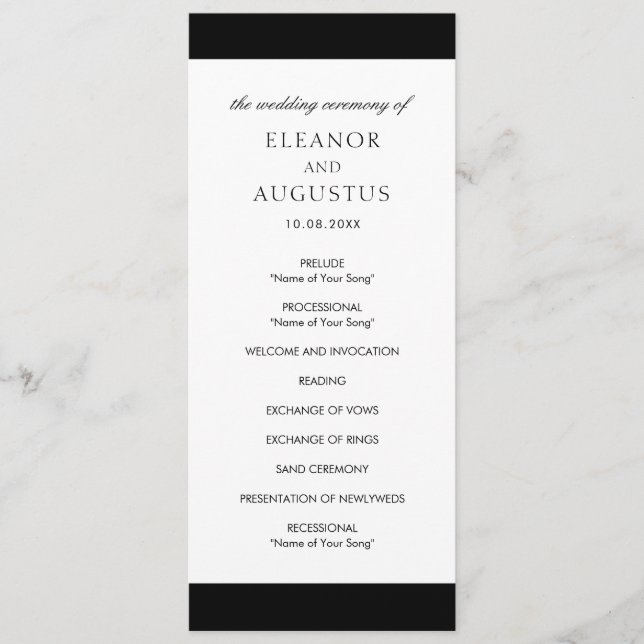 Programa Casamento Minimal Preto Branco Clássico Elegante M (Frente)