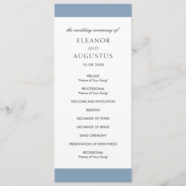 Programa Casamento Minimalista Clássico Simples Elegante Az (Frente)