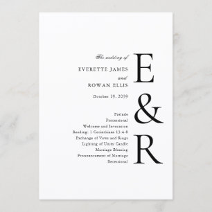 Programa Casamento Minimalista com Monograma Moderno e Ousa