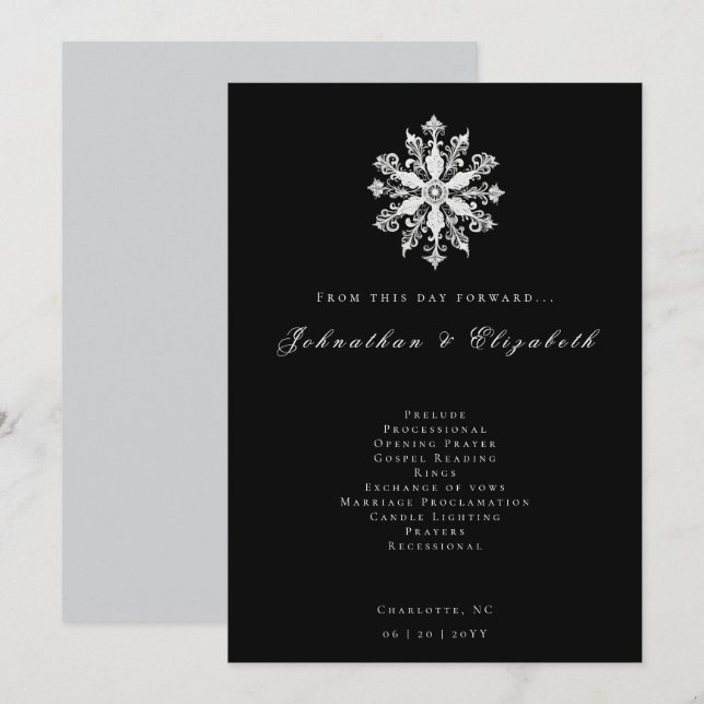 Programa Casamento Minimalista em Floco de Neve | Branco (Frente/Verso)