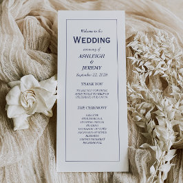 Programa Casamento Minimalista Moderno Azul Marinho Branco