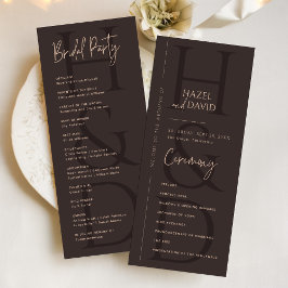 Programa Casamento Minimalista Moderno com Monograma Marrom