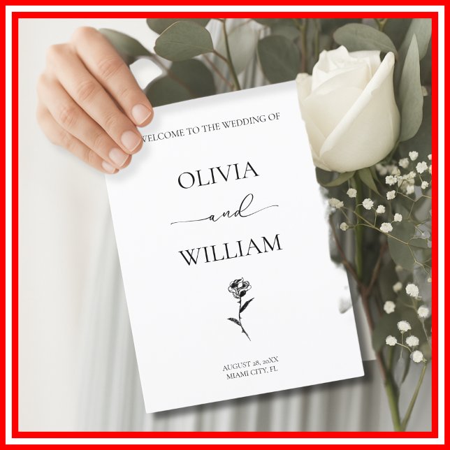 Programa Casamento Minimalista Rosa Preto e Branco Elegante (Criador carregado)