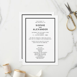 Programa Casamento Mínimo Francês Negro e Branco Chic