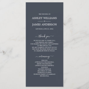 Programa Casamento Mínimo Simples Azul Escuro - Script Chic