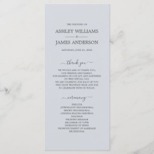 Programa Casamento Mínimo Simples Azul-Gelo Script Chic
