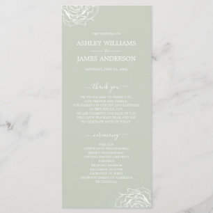 Programa Casamento Mínimo Simples Rosa Verde Chic Floral
